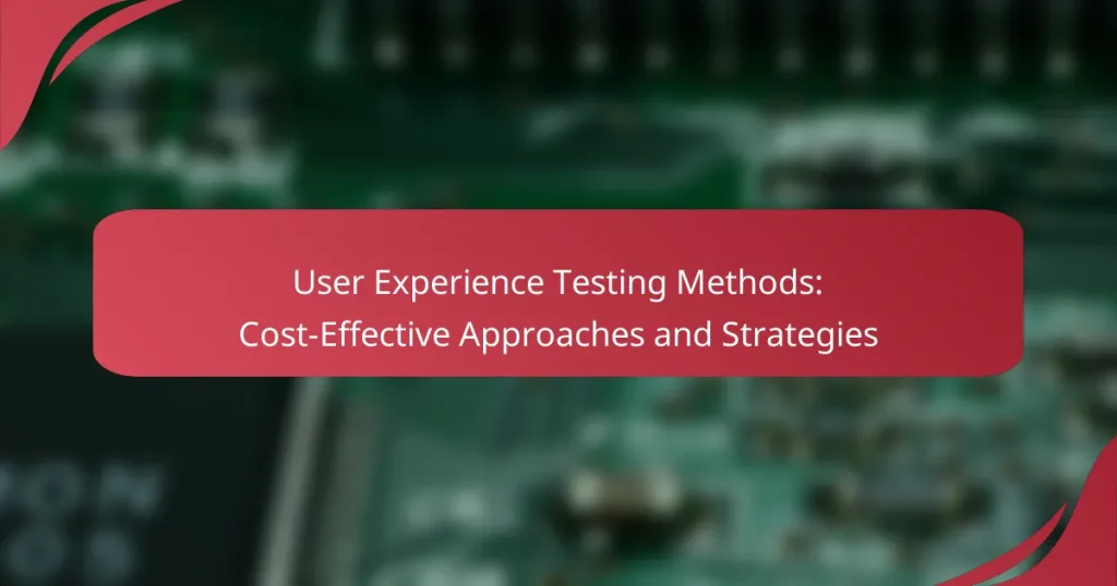 User Experience Testing Methods: Cost-Effective Approaches and Strategies