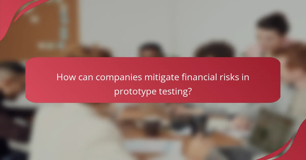 How can companies mitigate financial risks in prototype testing?