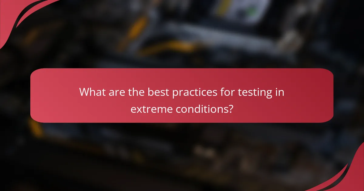 What are the best practices for testing in extreme conditions?