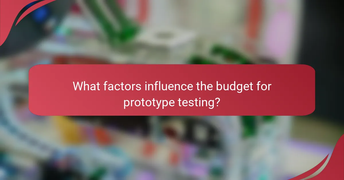 What factors influence the budget for prototype testing?